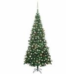 vidaXL Fél műkarácsonyfa LED fényekkel és gömb szettel 240 cm (3077577)