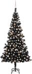 vidaXL Fekete műkarácsonyfa LED fényekkel és gömb szettel 240 cm (3077592)
