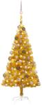 vidaXL Arany színű műkarácsonyfa LED fényekkel és gömb szettel 120 cm (3077603)