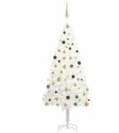 vidaXL Fehér műkarácsonyfa LED fényekkel és gömb szettel 210 cm (3077549)