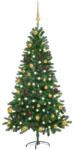 vidaXL Műkarácsonyfa LED fényekkel és gömb szettel 150 cm (3077554)