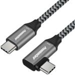  Cablu USB 3.2-C Gen 2 la USB type C unghi 90 grade T-T brodat 1m 100W, ku31cu1 (KU31CU1)