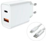Jellico Incarcator Retea Dual USB Jellico C9-T White PD , QC3 . 0 , 18W + Cablu Type-c si Lightning (POK017980)