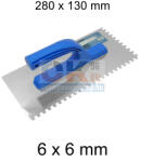 Bautool fogazott glettvas műanyag nyéllel 6x6 mm 280×130 mm (b40361) (b40361)