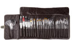 Megaga Set pensule makeup cu husa maro, 26 buc