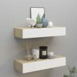 vidaXL Dulapuri de perete cu sertar 2 buc stejar/alb 60x23, 5x10 cm MDF (330264) Raft
