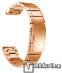  Okosóra szíj - rozsdamentes acél, csatos - ROSE GOLD - 194mm hosszú, 22mm széles QUICKFIT csatlakozó - Garmin Fenix 5 / 5 Plus / 5 Plus Sapphire / 6 / 6 Pro / 6 Sapphire / Instinct / Forerunner 935 / 