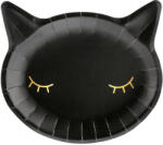 PartyDeco Farfurii negre - Pisică 22x20cm 6 buc