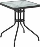 Uniprodo Kerti asztal - 60 x 60 cm - üveglap - fekete (UNI_TABLE_02)