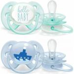 Philips Set de 2 suzete Philips Avent ultra soft SCF222/01, ortodontică, fără BPA, cutie de transport, ușor de sterilizat, mâner cu inel de siguranță, 0-6 luni, ultra moale și flexibilă (SCF222/01)