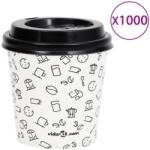 vidaXL Pahare de cafea de hârtie cu capace, 1000 buc. alb/negru 120 ml (51612)