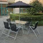 Kring Donso Kerti/teraszos bútorkészlet, asztal, 6 összecsukható szék, napernyő, antracit színű