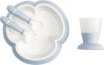 BabyBjörn - Set hranire: farfurie, lingurita, furculita si pahar pentru bebe, Powder Blue (078167A) Set pentru masa bebelusi