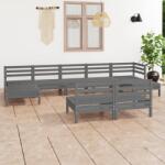 vidaXL Set mobilier de grădină, 9 piese, gri, lemn masiv de pin (3083356) - vidaxl