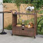 vidaXL Cărucior de bar cu sertar, maro, 100x45x97 cm, poliratan (316662)