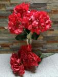  Hortenzia 5 fejes selyemvirág csokor 45 cm - Piros