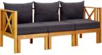 vidaXL Háromszemélyes tömör akácfa párnákkal 179 cm (310310)