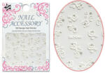 Moonbasanails Abtibild acril efect 3D SMY040-WS Trandafiri albi cu pietre de argint