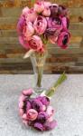  Boglárka 36 vegyes fejes kötegelt selyemvirág csokor 30 cm - Rózsaszín mix