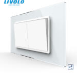 LIVOLO Intrerupator mecanic dublu cap scara, 4M, cu rama sticla Livolo diferite culori (VL-2FCMKS-2WP-P9E)