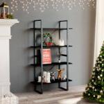 vidaXL Bibliotecă cu 4 rafturi, negru, 80x30x140 cm, lemn masiv de pin (806466) Biblioteca
