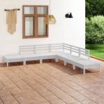 vidaXL Set mobilier de grădină, 7 piese, alb, lemn masiv de pin (3082648)