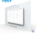 LIVOLO Intrerupator tactil simplu + Intrerupator tactil simplu, 4M, cu rama sticla crystal Livolo (VL-2FC1-2WP-P9E)
