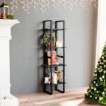 vidaXL Bibliotecă cu 4 rafturi, negru, 40x30x140 cm, lemn masiv de pin (806426) Biblioteca