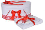 Produs vandut si livrat de S. C. Denikos Creativ S Set trusou botez si cutie trusou, dantela si fundite, decor Rosu, Denikos® 842