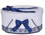 Produs vandut si livrat de S. C. Denikos Creativ S Cutie trusou botez dantela bleumarin si fundite asortate, Denikos® 814
