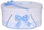 Produs vandut si livrat de S. C. Denikos Creativ S Cutie trusou botez dantela bleu si fundite asortate, Denikos® 815