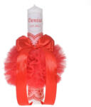 Produs vandut si livrat de S. C. Denikos Creativ S Lumanare botez personalizata, decor rosu cu tul si dantela, Denikos® 723