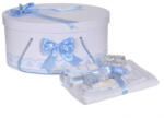 Produs vandut si livrat de S. C. Denikos Creativ S Set trusou botez si cutie trusou, dantela si fundite, decor Bleu, Denikos® 843