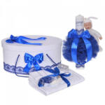 Produs vandut si livrat de S. C. Denikos Creativ S Set trusou botez, cutie trusou si lumanare personalizata cu nume, decor Albastru cu iepuras, Denikos® 912