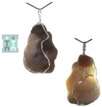  Pandantiv Calcedonie Nodular Bruta Naturala cu Argint 925 - 50x24x17 mm - Unicat
