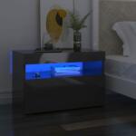 vidaXL Noptiere cu lumini LED, 2 buc. , gri extralucios, 60x35x40 cm (3082791)