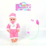 MK Toys Rózsaszín ruhás baba sztetoszkóppal 31 cm (MKK513069)