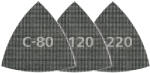 Wolfcraft 5db csiszolórács delta lap gipszkartonhoz és fához, tépőzáras, 95mm, SiC, K80, 120, 240 (8469000)