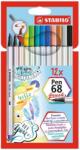 STABILO Set Carioci Stabilo Pen 68 Brush cu varf tip pensula, 12 culori/cutie (SW5681221)