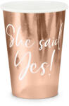 PartyDeco Party pohár, rosegold, She said yes! , 6db/cs, 220 ml
