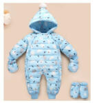 SuperBebeShop Combinezon bleu din fas pentru bebelusi - Ursuleti