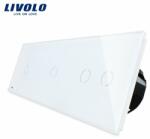 Livolo Intrerupator cu touch simplu+simplu+dublu LIVOLO din sticla (Alb) (VL-C701/701/702-11)
