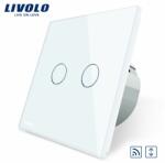Livolo Intrerupator draperie wireless cu touch Livolo din sticla (Alb) (VL-C702WR-11)