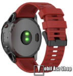  Okosóra szíj - szilikon, textúrált mintás - PIROS - 92mm + 123mm hosszú, 26mm széles, csavarhúzóval, TELESZKÓP NÉLKÜL! - Garmin Fenix 5X / 5X Plus / 5X Plus Sapphire / 6X / 6X Sapphire / 6X Pro / 6X P