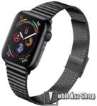  Fém okosóra szíj - FEKETE - rozsdamentes acél, 125mm-től 190mm-ig állítható hosszúság - Apple Watch Series 1/2/3 38mm / 4/5/6/SE 40mm / 7/8/9 41mm / 10 42mm