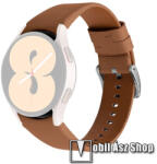  Okosóra szíj - BARNA - valódi bőr, 130mm + 100mm hosszú, 20mm széles - SAMSUNG Galaxy Watch4 Classic 46mm (SM-R890) / Watch4 Classic 42mm (SM-R880) / Watch4 44mm (SM-R870) / Watch4 40mm (SM-R860)