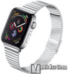  Fém okosóra szíj - EZÜST - rozsdamentes acél, 125mm-től 190mm-ig állítható hosszúság - Apple Watch Series 1/2/3 38mm / 4/5/6/SE 40mm / 7/8/9 41mm / 10 42mm