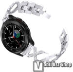  Fém X Design okosóra szíj - strasszkővel díszített, állítható méret, 22mm széles - EZÜST - SAMSUNG Galaxy Watch 46mm / Watch GT2 46mm / Watch GT 2e / Galaxy Watch3 45mm / Honor MagicWatch 2 46mm