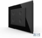 Livolo Intrerupator cvadruplu cap scara / cap cruce wireless cu touch Livolo cu rama din sticla, standard Italian - Serie noua (Negru) (VL-FC4SR-3BP-12)