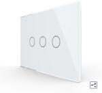LIVOLO Intrerupator triplu cap scara / cruce cu touch Livolo din sticla, standard italian - Serie noua (Alb) (VL-FC3S-3G-11)